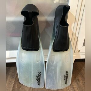 Oceanways DVT Full Foot Dive Fins Size 12-13 Or 46-48 Aqua Made In Italy